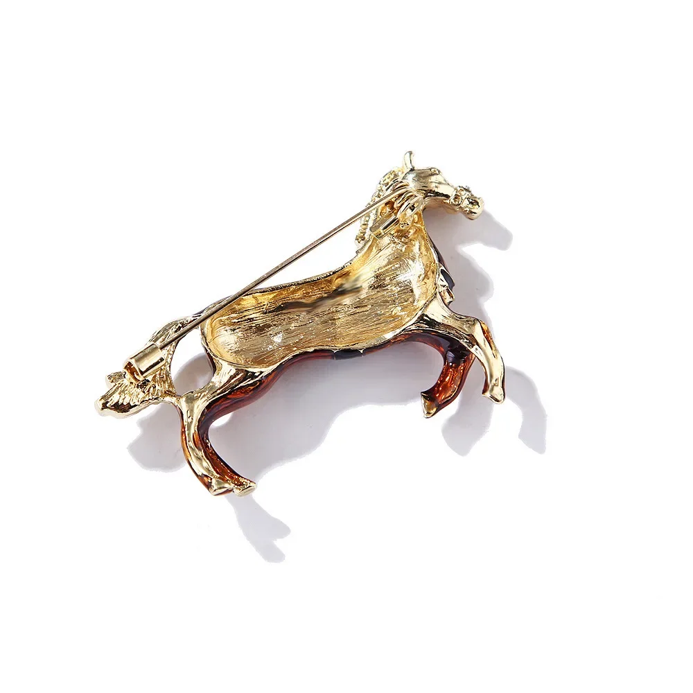 Vintage Court Style Enamel Galloping War Horse Brooches Pins for Women Clothing Accessories Men Fashion Suit Lapel Corsage
