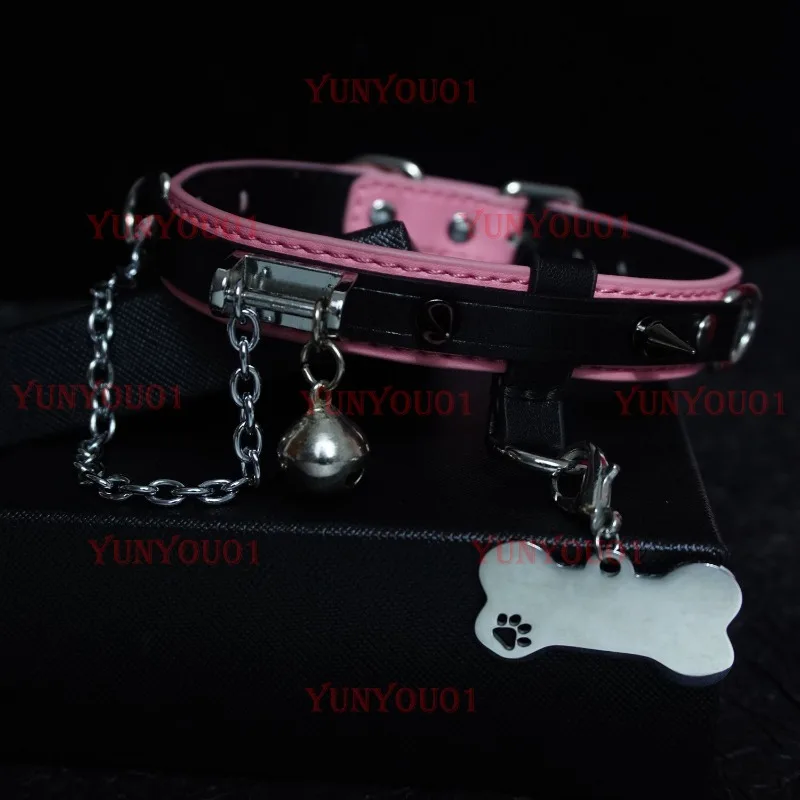 Puppy Leather Rivet Collar Traction Female M Male Neck Strap K9 Neck Ring Collarbone Chain Neck Ring