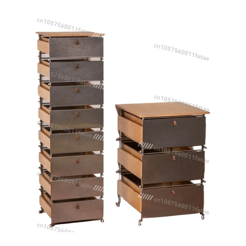 Drawer Cabinet, Multi-layer Cabinet, Bedside Table Wood Metal Design