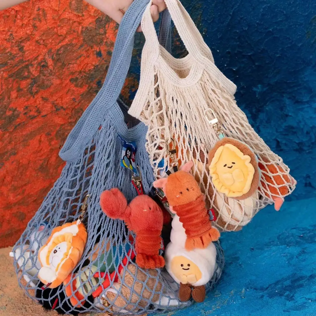 New Original Marine Animals Plush Toy Seafood Key Pendant  Urchin Crab Saury Tuna Plush Doll Children Birthday Christmas Gifts