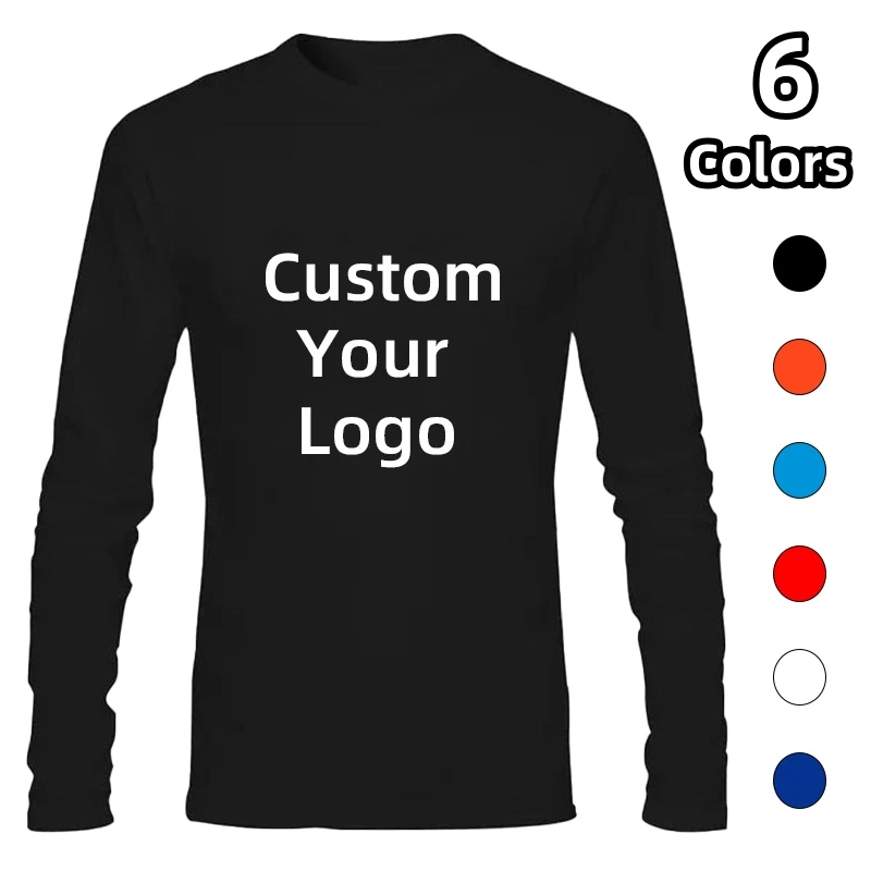 New Customize your logo Men's Fitness Leisure ventilate Sports T-shirt Long Sleeve T-shirt DIY MenT-shirt