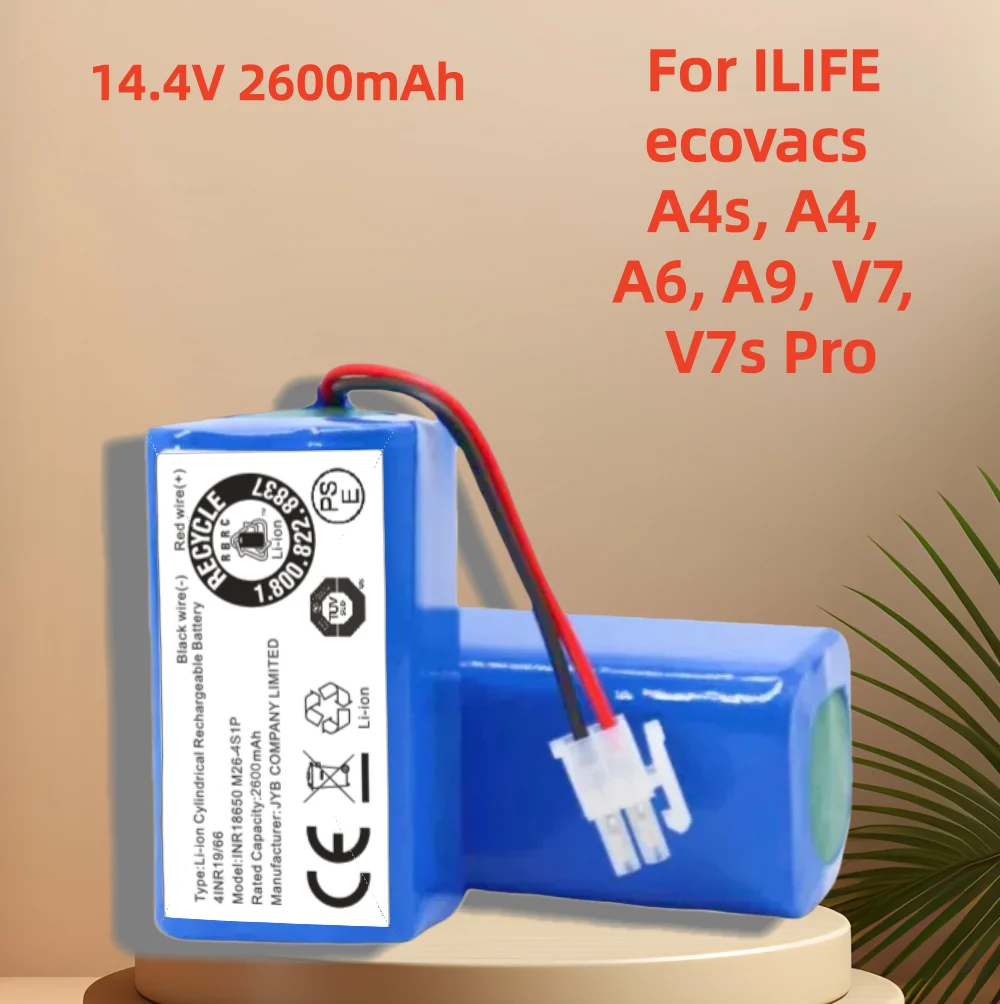 

Совместимая литиевая батарея 14,4 В 2600 мАч для робота-пылесоса ILIFE A4 A6 A9 V7s Pro Ecovacs