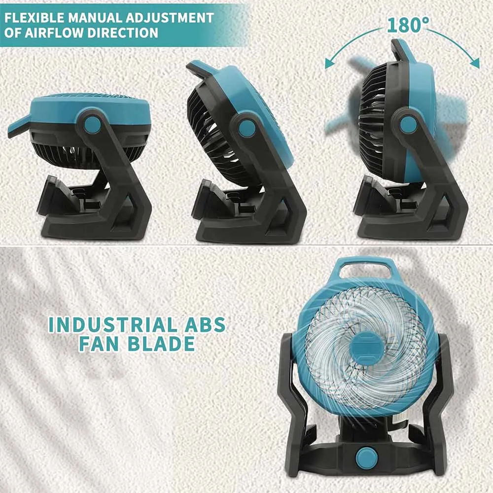 

10inch Camping Fan For Makita/ Milwaukee 18V-21V Battery(No Battery) Cordless Rechargeable Desktop Floor Fan for Dewalt EU Plug
