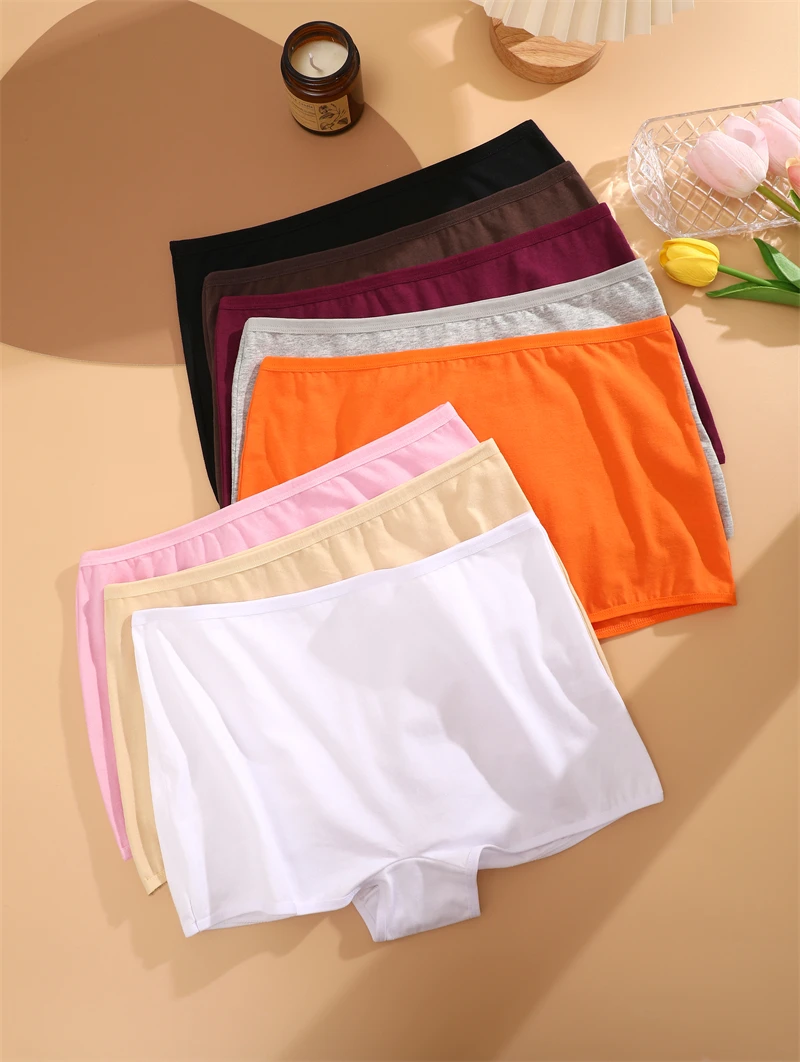 FINETOO 3PCS Dámské bavlněné chlapecké kalhotky Prodyšné Nízký pas Jednobarevné Spodní prádlo Dámské Neformální Sportovní Boxerky - náhled 3
