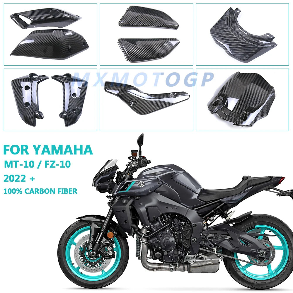 

For Yamaha MT 10 FZ 10 MT10 FZ10 2022 2023 100% Carbon Fiber Front Rear Fender Side Panels Fairings Motorcycle Accessories