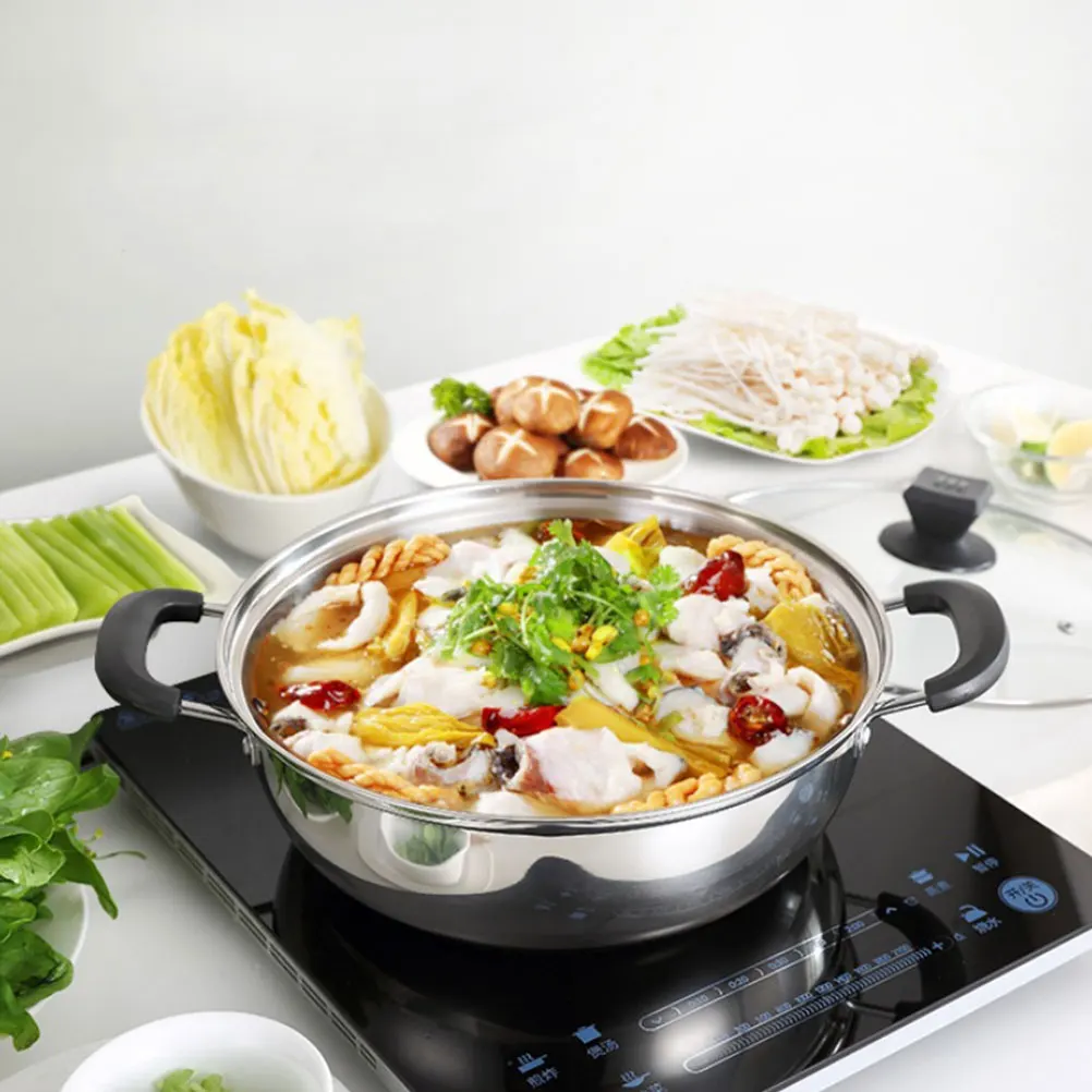 

Stainless Steel Stovetop Hot Double Stainless Steel Stock Pot Handle Stock Pot Large Capacity Soup Pan Practical Cookware