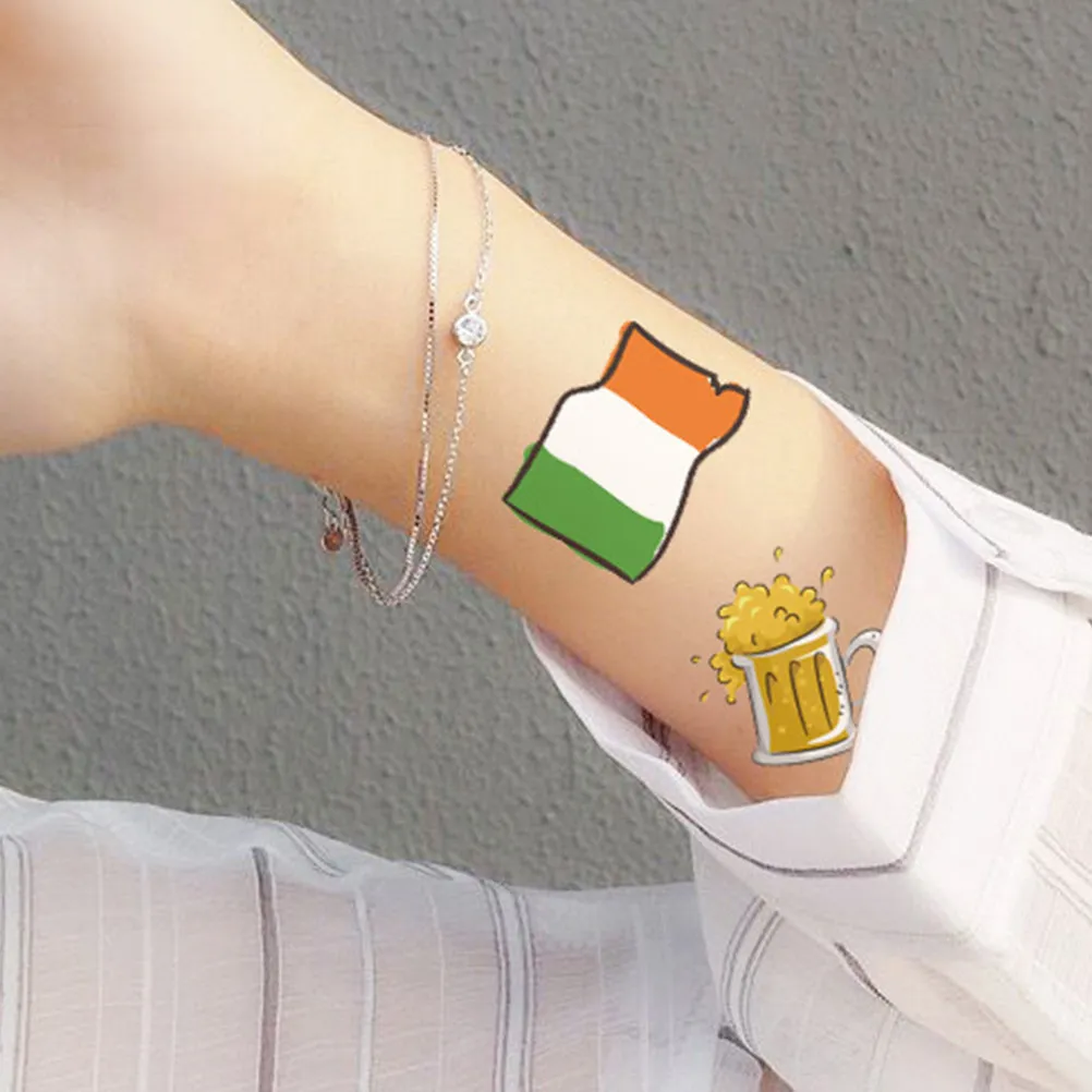 

10pcs Waterproof Temporary Tattoos Stickers For Body Face Hand Leg Scar Cover St. Patrick'S Bottle Decals Festival