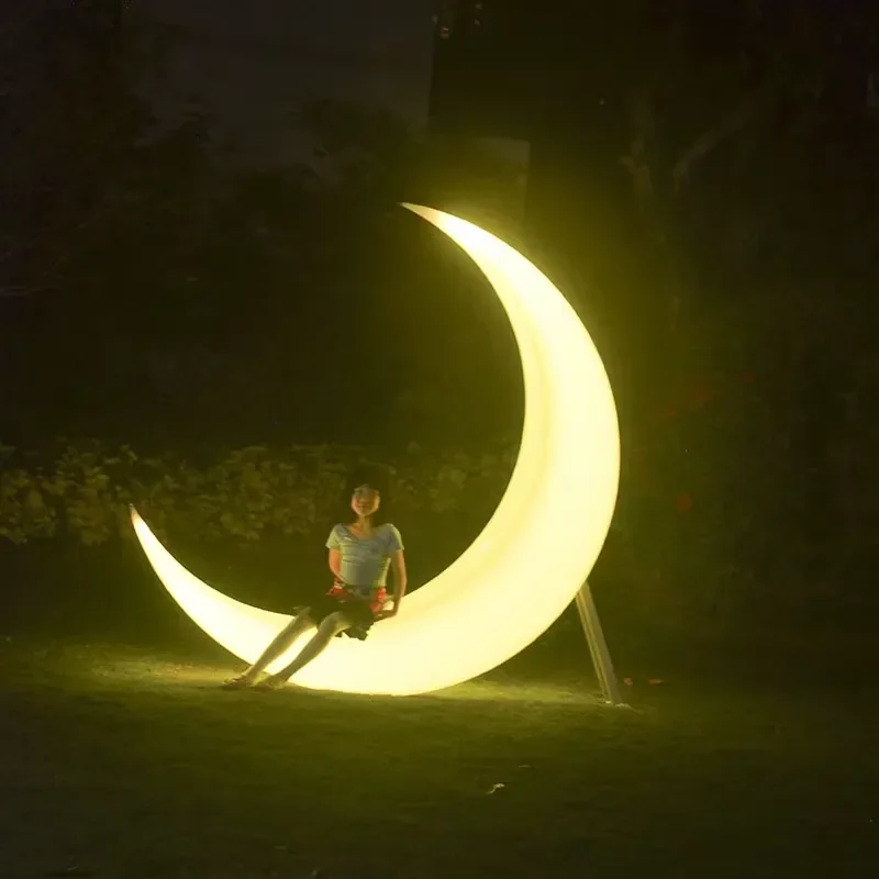 Plug-in Powered Large Moon Lamp IP65 Rated LED Dimmable PE Material Outdoor Glowing Decor Camping Landscape Benches Homestay