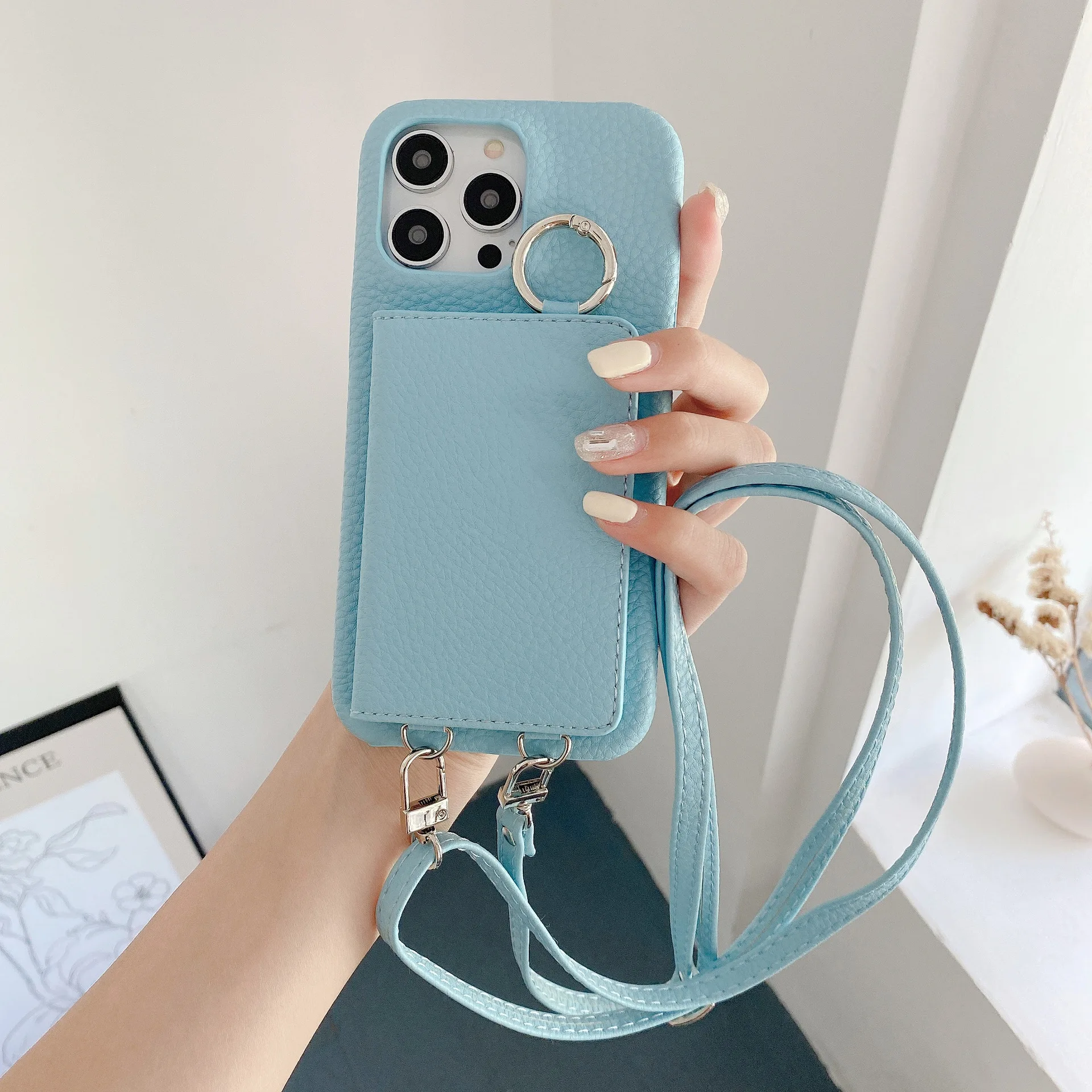 

New for iPhone 16 Slanted Back Phone Case 15 Promax Beauty Mirror 14 Plus Card Insertion 13 Pro with Ring 12 11 Protective Cover