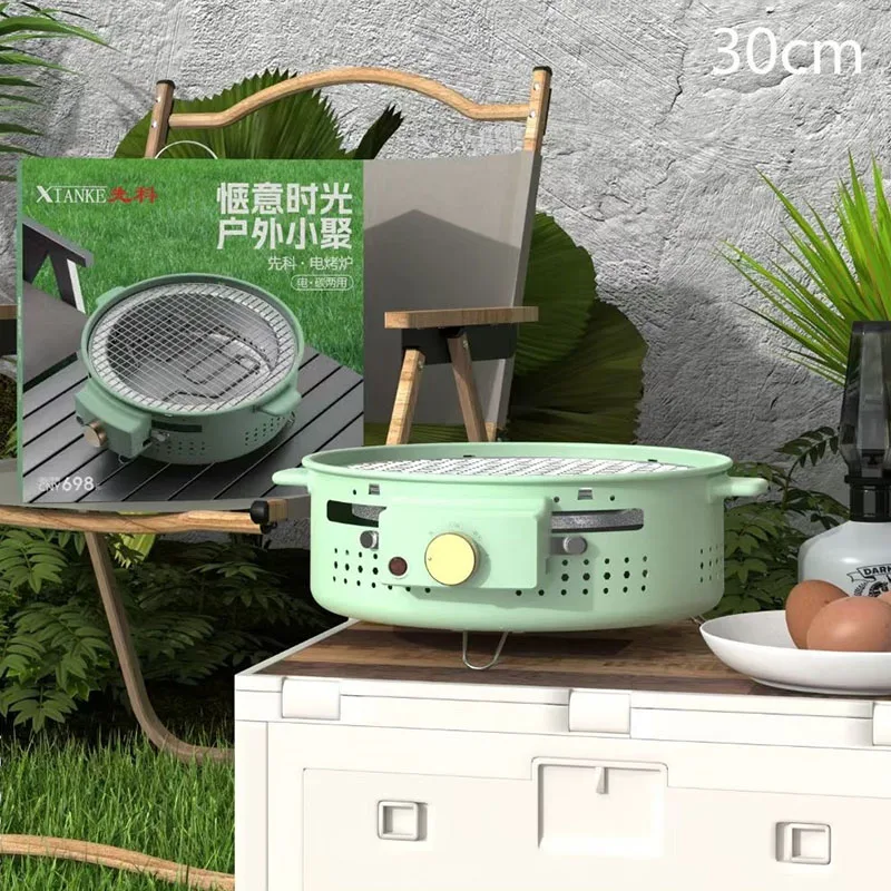 Xianke 전기 탄소 이중 목적 바베큐 스토브 홈 실내 다기능 연기없는 스토브 차 요리 야외 휴대용 바