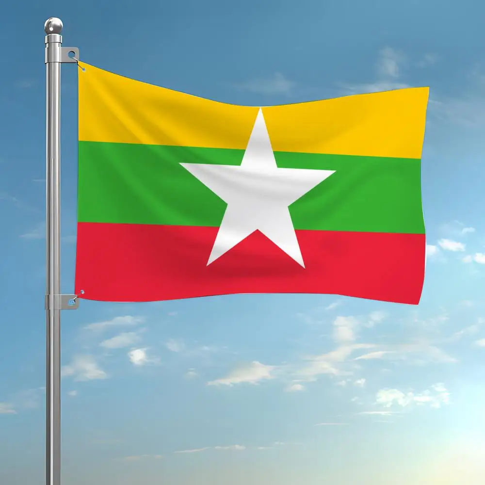 Myanmar-Flaggen, individuelles Wandbehang-Kunstbanner für Schlafzimmer, Zuhause, Wohnzimmer, Außendekoration