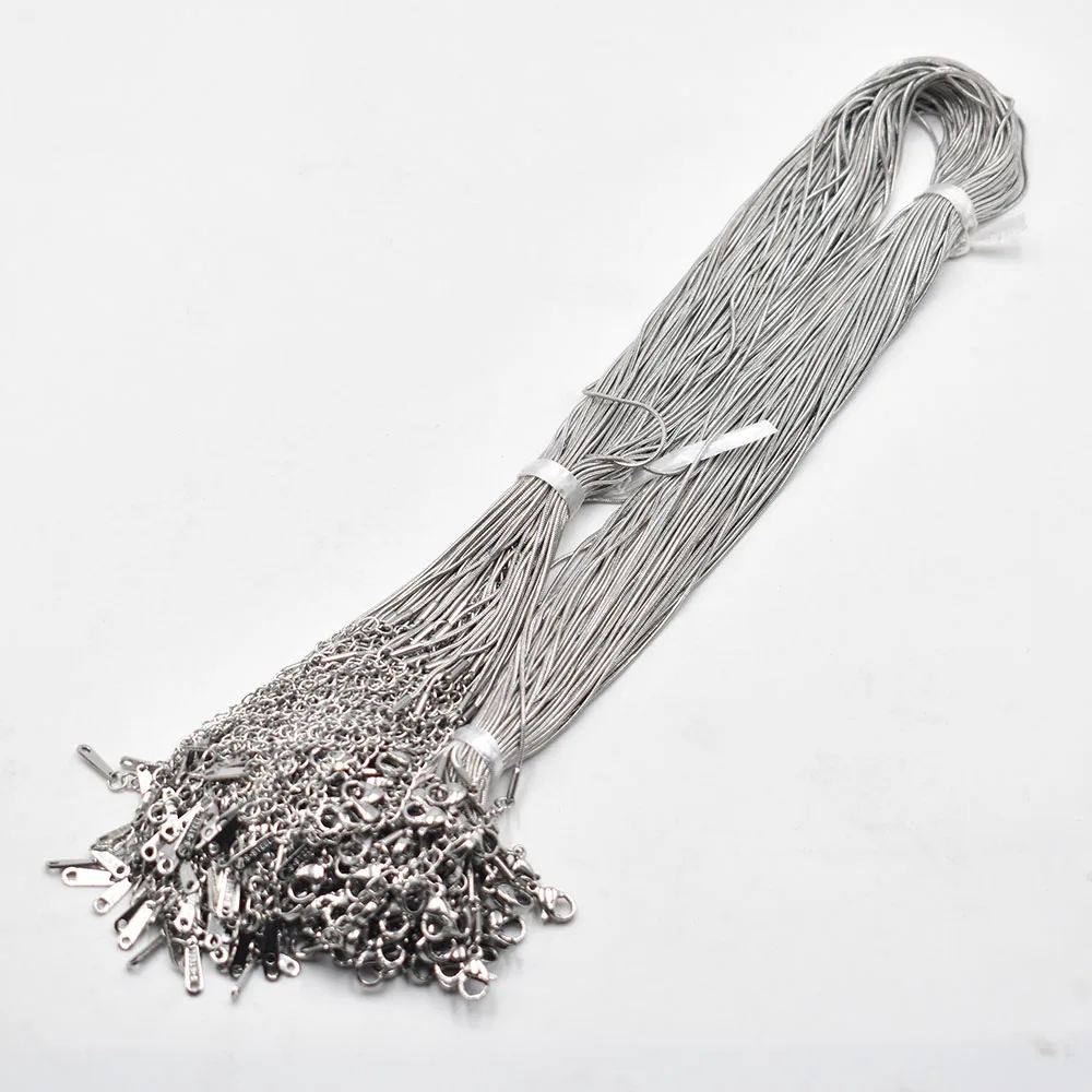 Großhandel 0,9mm Edelstahl Schlangenkette Halskette 45cm+5cm Kette Karabinerverschluss DIY Schmuckzubehör 50 100 Stück/Lot – Detail 2