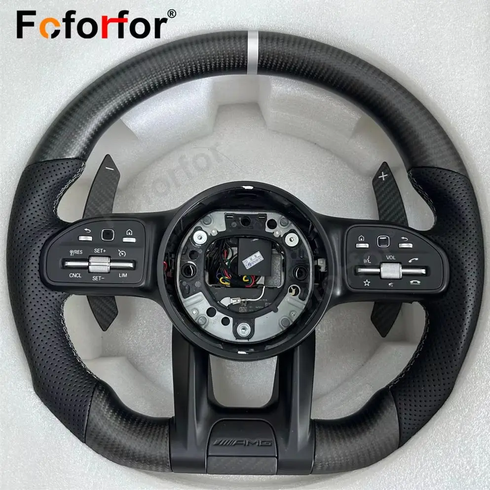 Customized Car Steering Wheel For Mercedes Benz E C A S Class GLA GLC GLB GLE Interior Accessories Shift Paddle Carbon Fiber