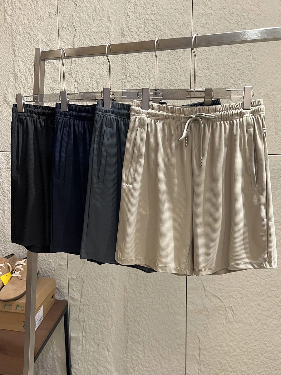 

Ice Silk Elastic Waist Straight Leg Short Pants High Elasticity Men's Summer Sports Cool Sensation Three Dimensional Grids