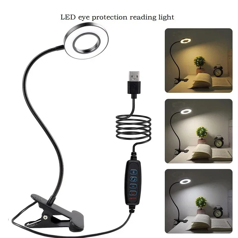 

LED Reading Light with Clamp 3 Color & 10 Brightness Desk Lamp Flexible Gooseneck Book Lamp Kids Reading Night Light Book Light