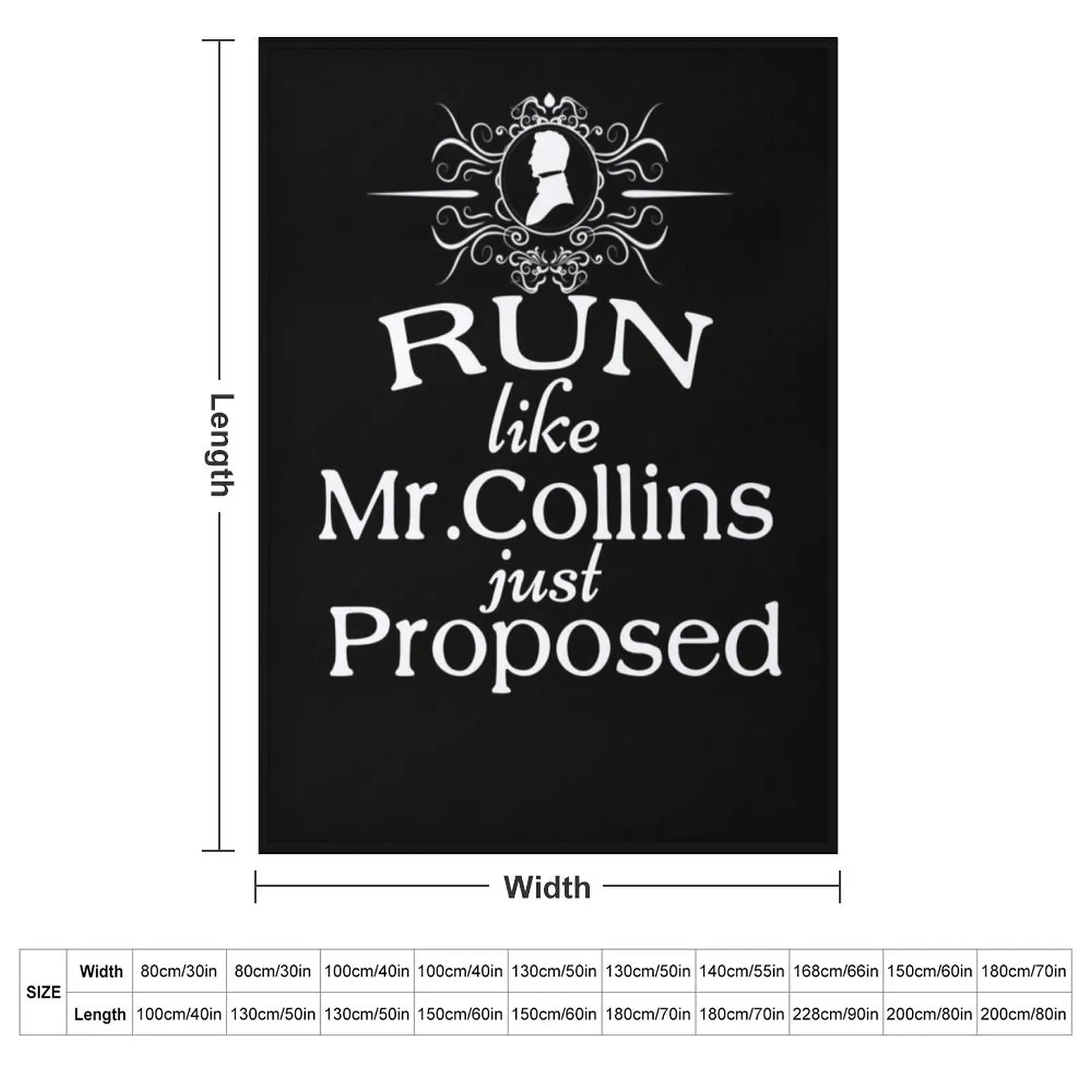 Funny Jane Austen Pride and Prejudice Run Like Mr. Collins Just Proposed Throw Blanket christmas decoration Bed Custom Blankets