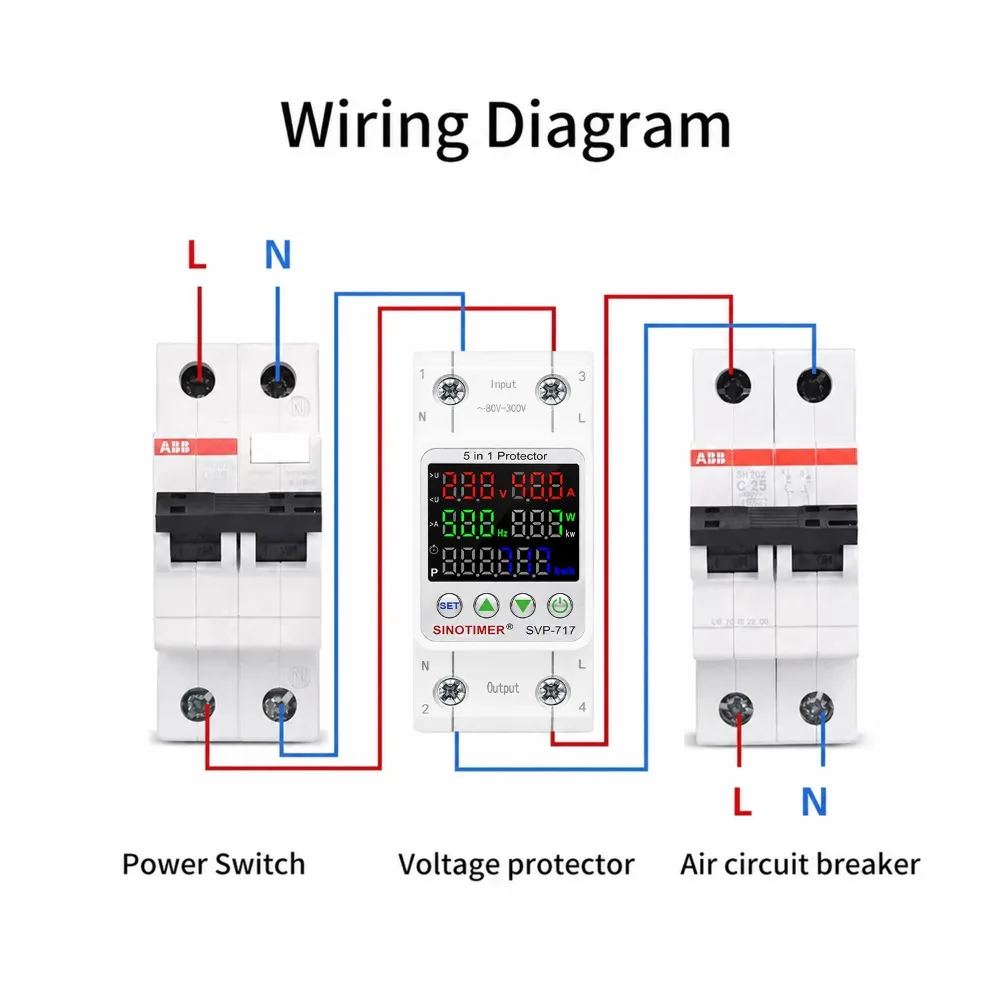 220V AC 230V LED Display KWh Metering Power Energy Meter Over Under Voltage Protector Current Protection Circuit Breakers 40/63A - view 4