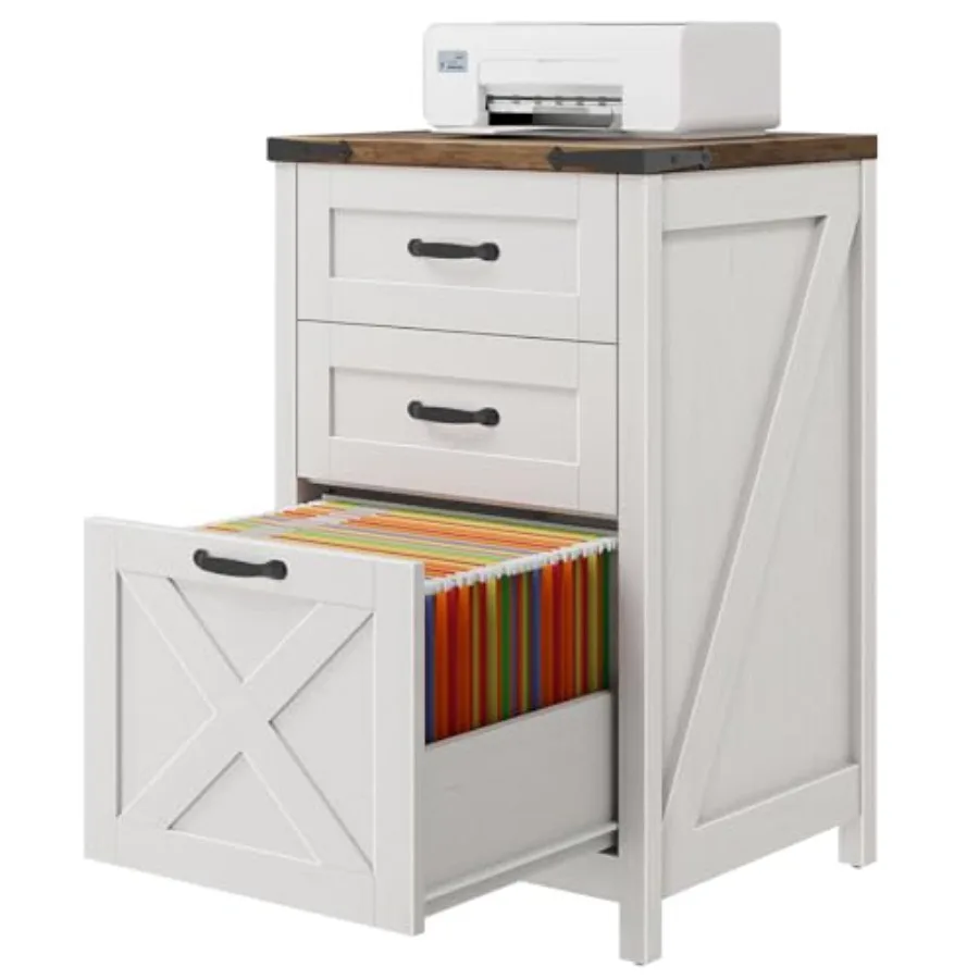 Vertical File Cabinet with, Wooden Farmhouse Filing Cabinet for Letter/A4 Size Hanging Files, Under Desk Printer Stand with Sto