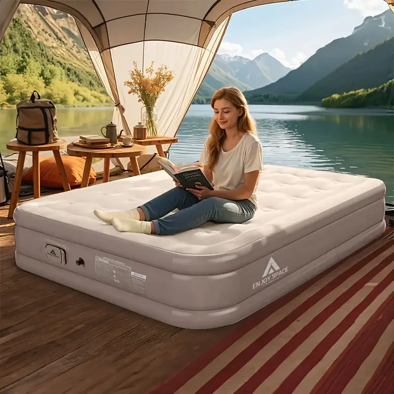 40CM Luxury Camping Bed Mat Built-in Pump Thicken Mat Interior Air Mattress Glamping Mats PVC Inflatable Tent Sleeping Mattress
