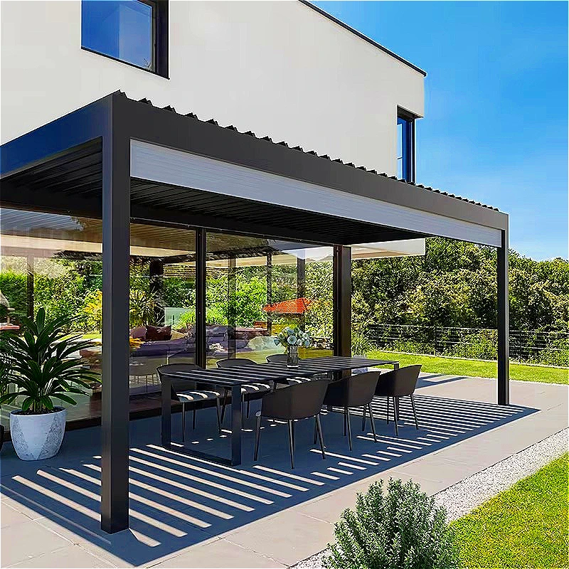 Hotel Garden Pergola 3x6m Aluminum Motorized Louvered Waterproof Roof for Patio Deck Carport Gazebo Shade Customized Hot Sale