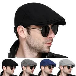 Men Solid Color Newsboy Caps British Painters Hats Spring Autumn Berets Adjustable Flat Cap