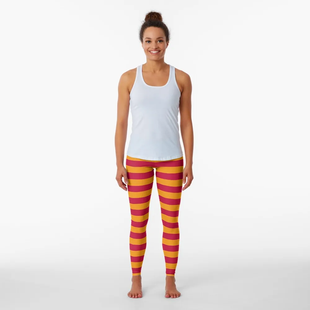 Red and Orange Stripes Leggings Women\'s push-up leggins