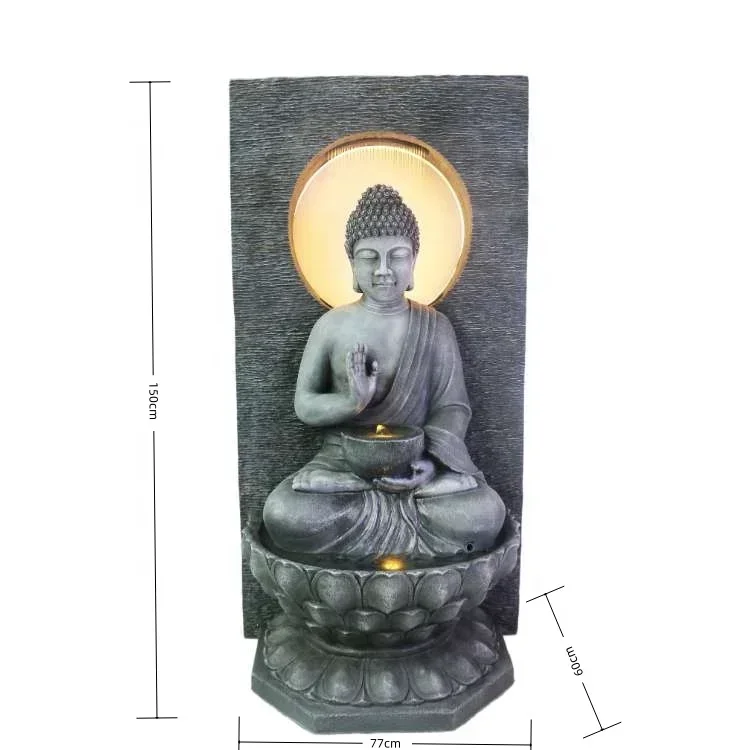 59 Inches Sitting Buddha Rain Curtain Waterfall Indoor Outdoor Water Fountain Living Room and Garden Decorative Fountain