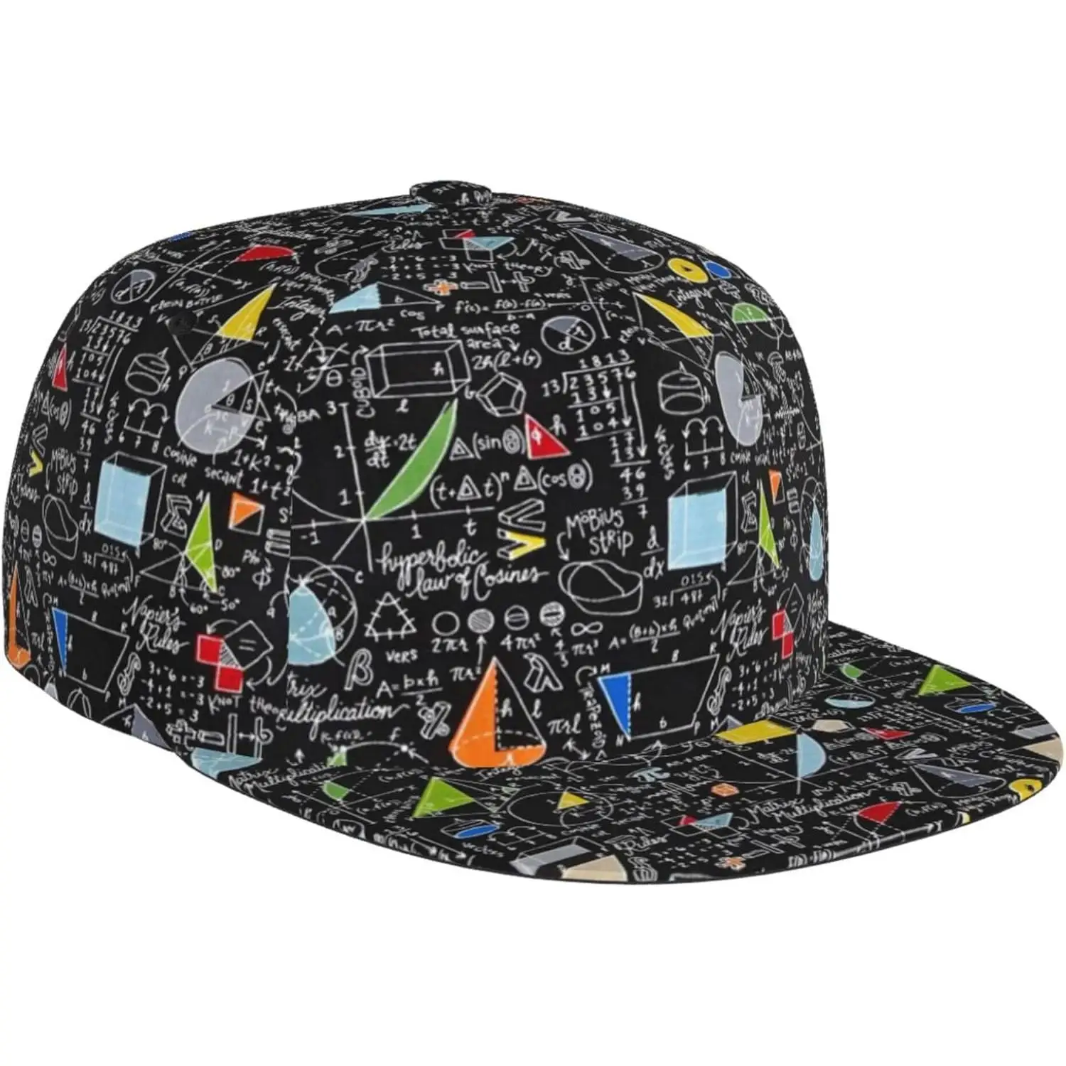 Math Nerd Chaos: Colorful Geometry & Formula Snapback Cap Plain Baseball Cap Hat Snapback Hat Hip Hop Trucker Hat for Baseball