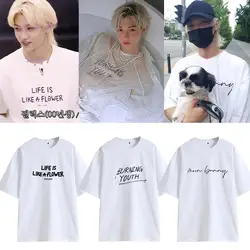 New Korean Stars Kpop Boy Group Felix Lee Yong Bok Costume Lee YongBok casual loose student short-sleeved t-shirt Gift