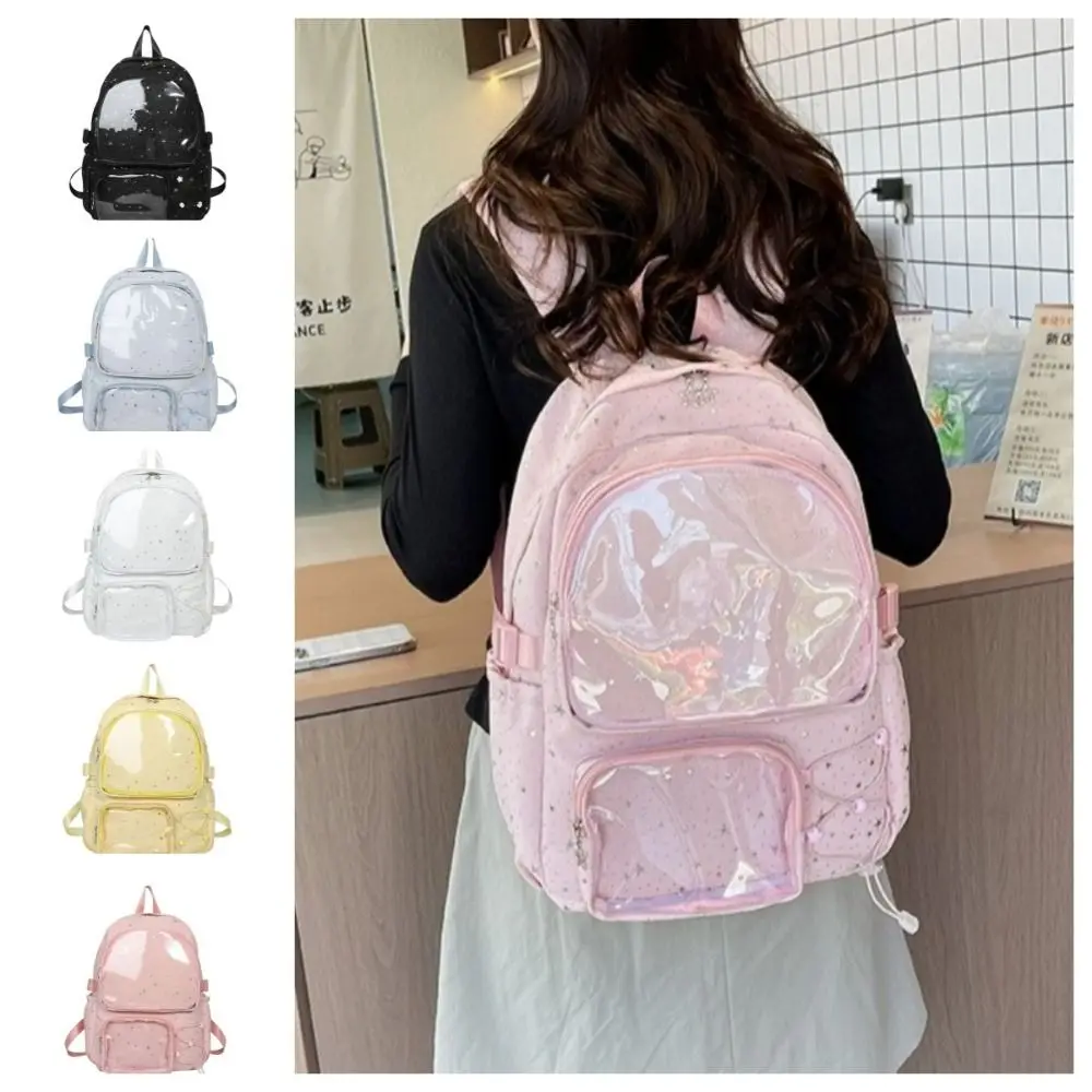 Simple Oxford Cloth Star Backpack Y2k Print Students School Bag Large Capacity Harajuku Nylon Backpack School
