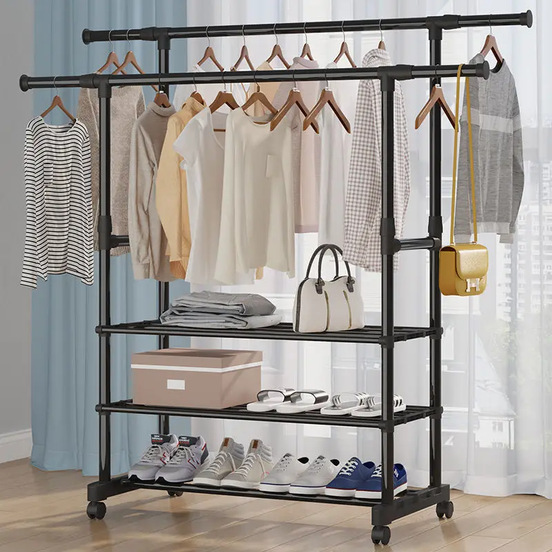 Tendedero de ropa portátil Simple para dormitorio, coador de ropa para balcón interior expandible, soporte para poste de se...
