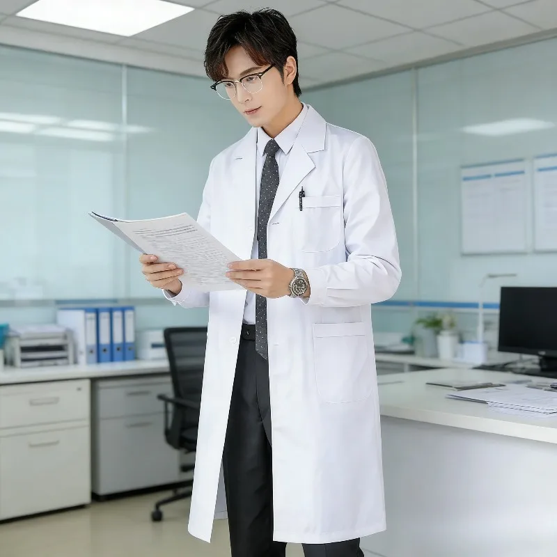 

Комплект лабораторных халатов унисекс: белый халат с длинным и коротким рукавом, униформа для химических лабораторий, рабочая одежда