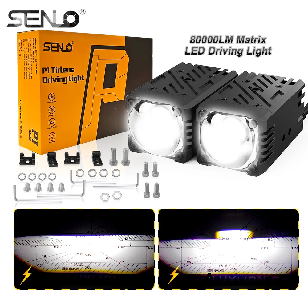

SENLO 2PCS 1.6 Inch Bi LED Projector Headlights Lenses for Hella LED Lights Projector 80W 80000LM Diode Headlamp Car Accessories