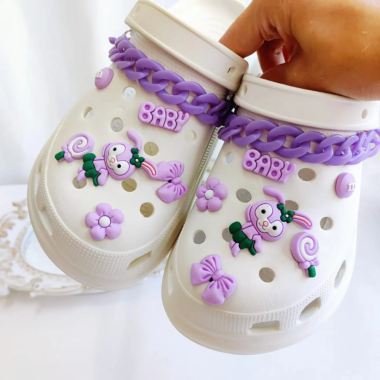 

New Matching Hole Shoes Accessories DIY Shoes Purple Rabbit Set Shoe Flower Decorative Buckle