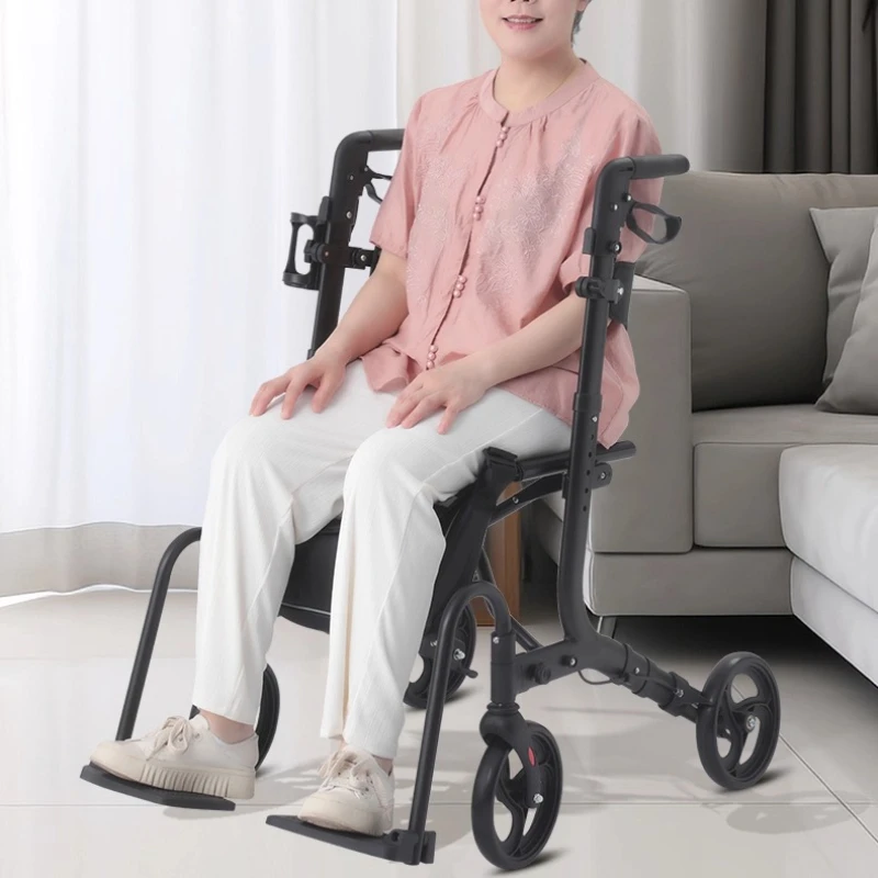 

Ходунки для пожилых людей, роликовая помощь, регулируемая высота, складная корзина для хранения сидений, 4-колесная безопасная стабильная поддержка для пожилых людей