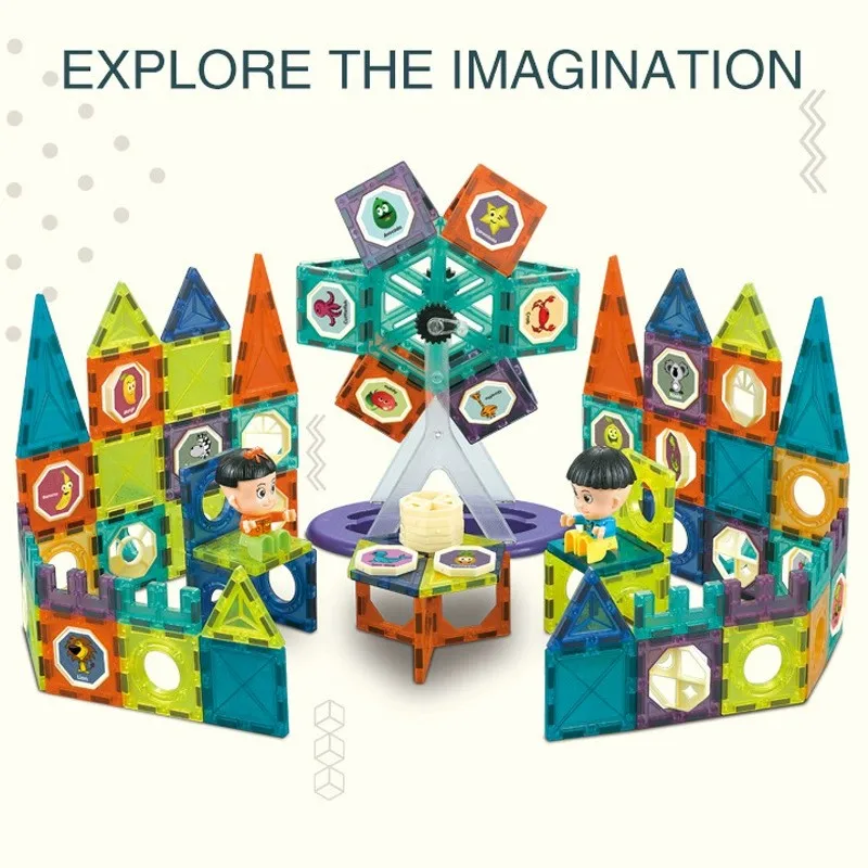 كتل مغناطيسية كتل تشغيل الرخام المغناطيس مصمم البناء مجموعة تشغيل خط أنابيب ألعاب مكعبات البناء للأطفال الهدايا #4