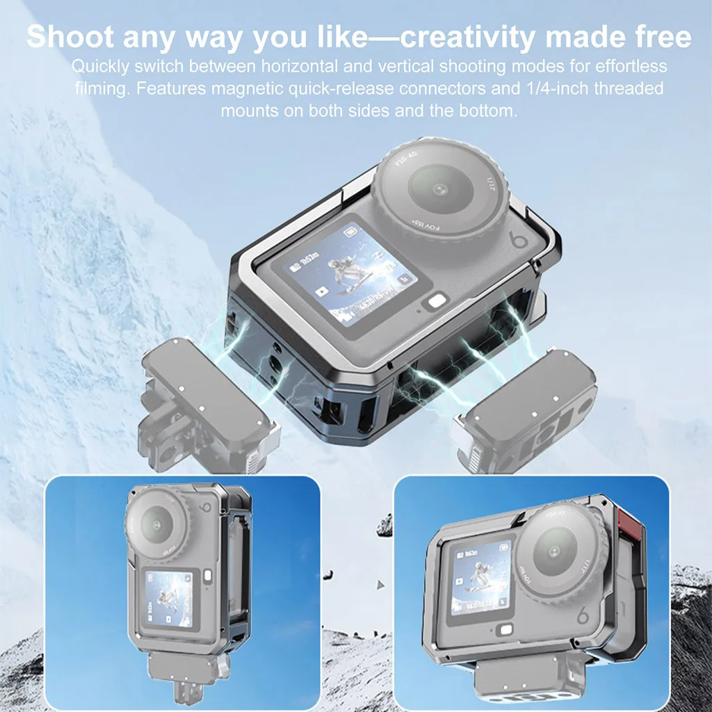 

Клетка для камеры из алюминиевого сплава для DJI Osmo Action 6/для камеры Action5Pro/4/3 с холодным башмаком для расширения штатива с заполняющим светом