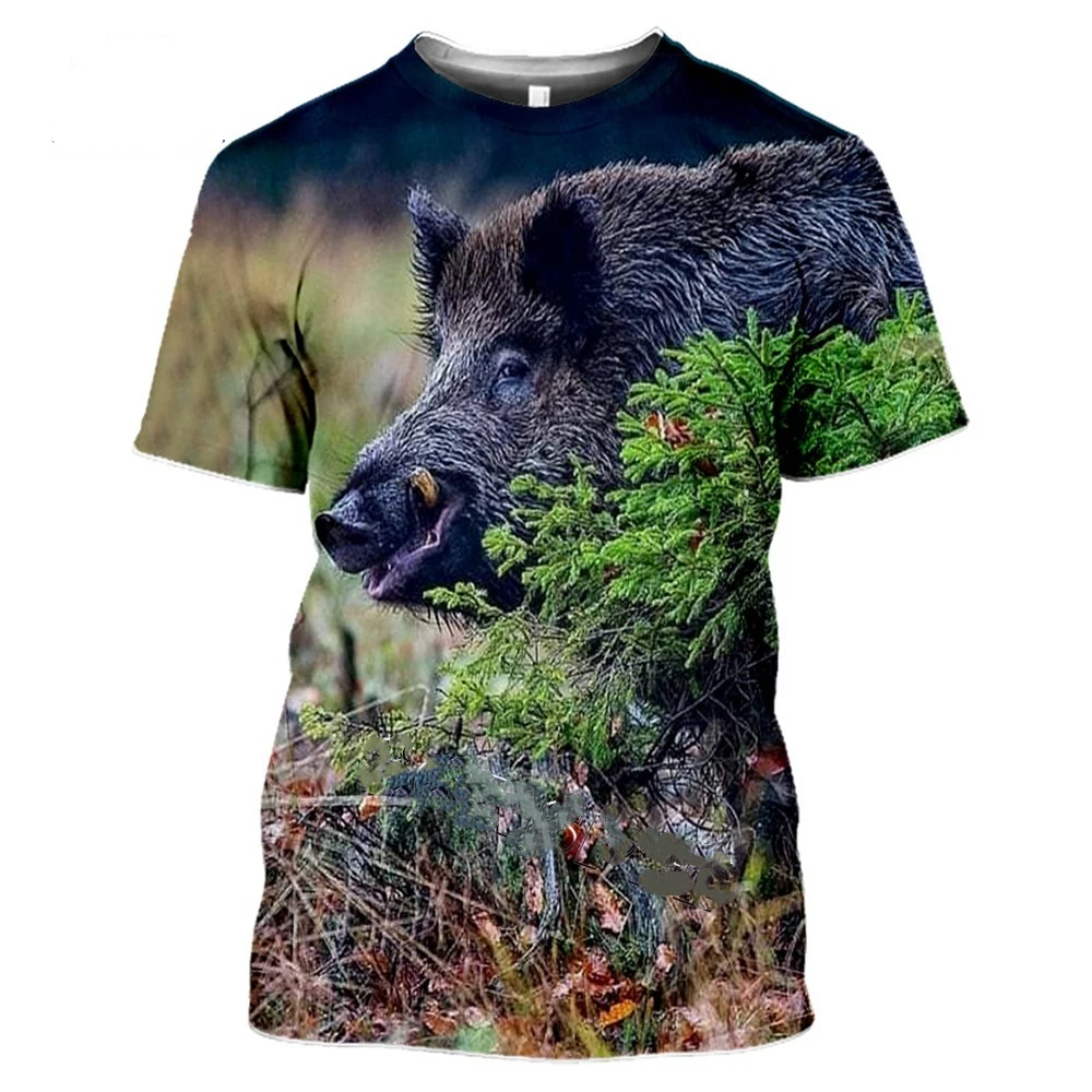 Camouflage Boar Animals Hunting 3D T-shirt Summer Leisure Men Tops Fashion Street Women\'s Pullover Short Sleeve T Shirt