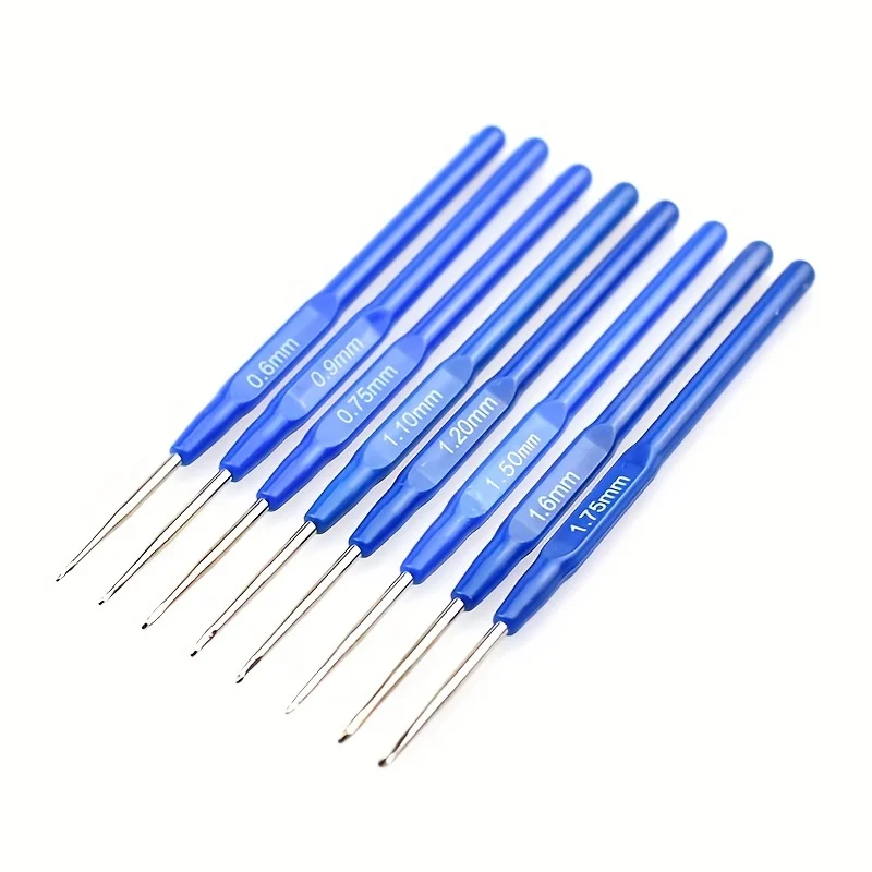 8-Piece Ergonomic Crochet Hook Set with Blue Handles product image