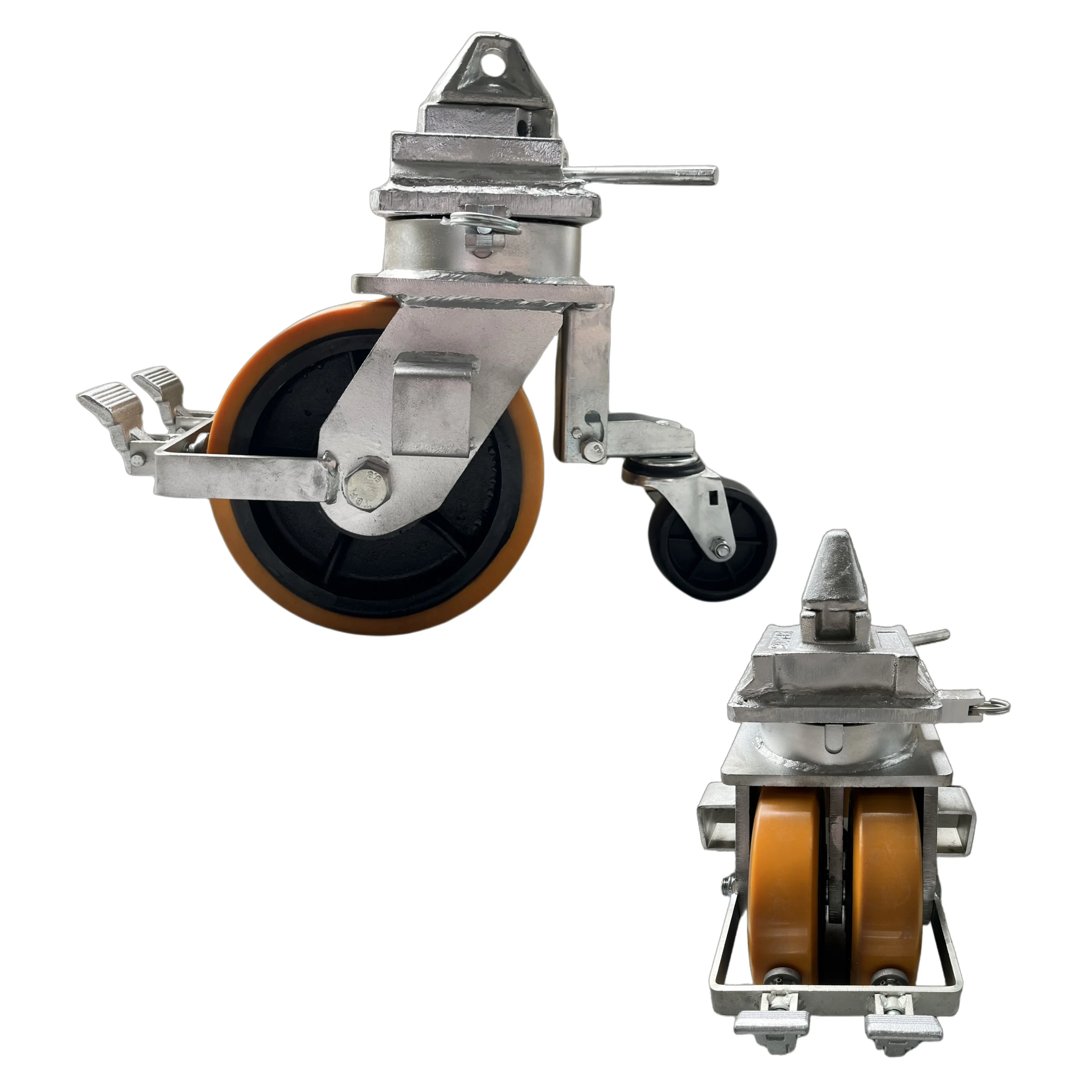 SS PU dual wheels iso shipping container casters wheels 6 8 10 12 inch