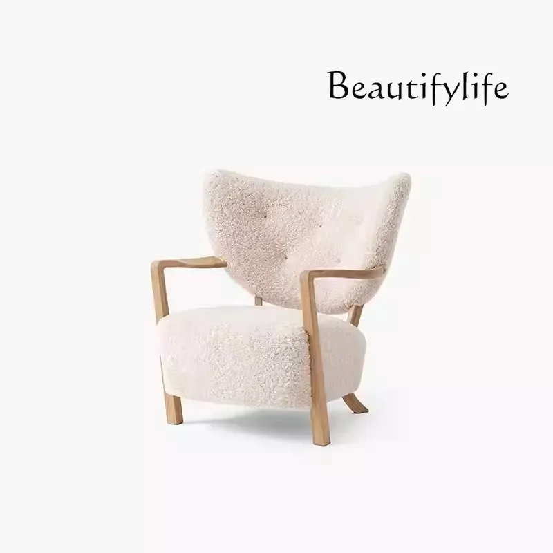 

Sofa Chair Lamb Fleece Living Room Leisure Chair Nordic Double Armrest Designer Single Sofa