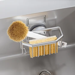 TAILI Sponge Holder for Kitchen Sink with Strong Suction Cup Removable, Rustproof Aluminum Sink Holder for Sponge, Brush