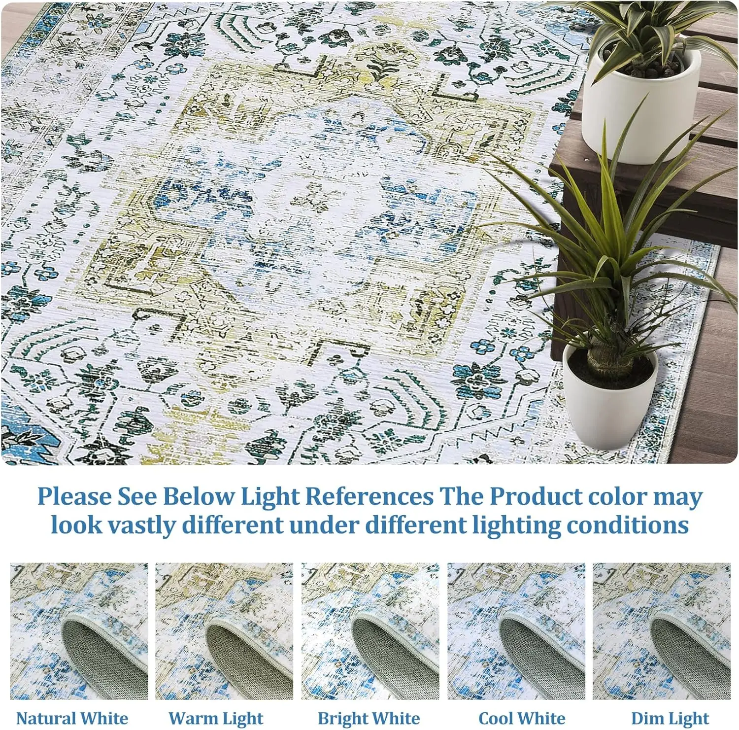 سجادة قابلة للغسل 4x6 سجادة منطقة شرقية عتيقة غير قابلة للانزلاق غير قابلة للتساقط سجادة متعثرة سجادة أرضية رفيعة منخفضة الكومة لغرفة المعيشة