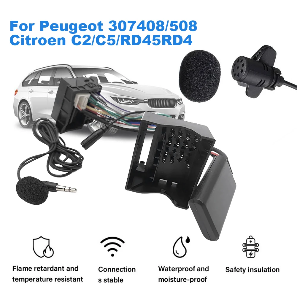 Audio MP3 Music Adapter AUX-IN Radio Extend Bluetooth-Compatible Adapter with Microphone Call Handsfree for Peugeot 307 308 407