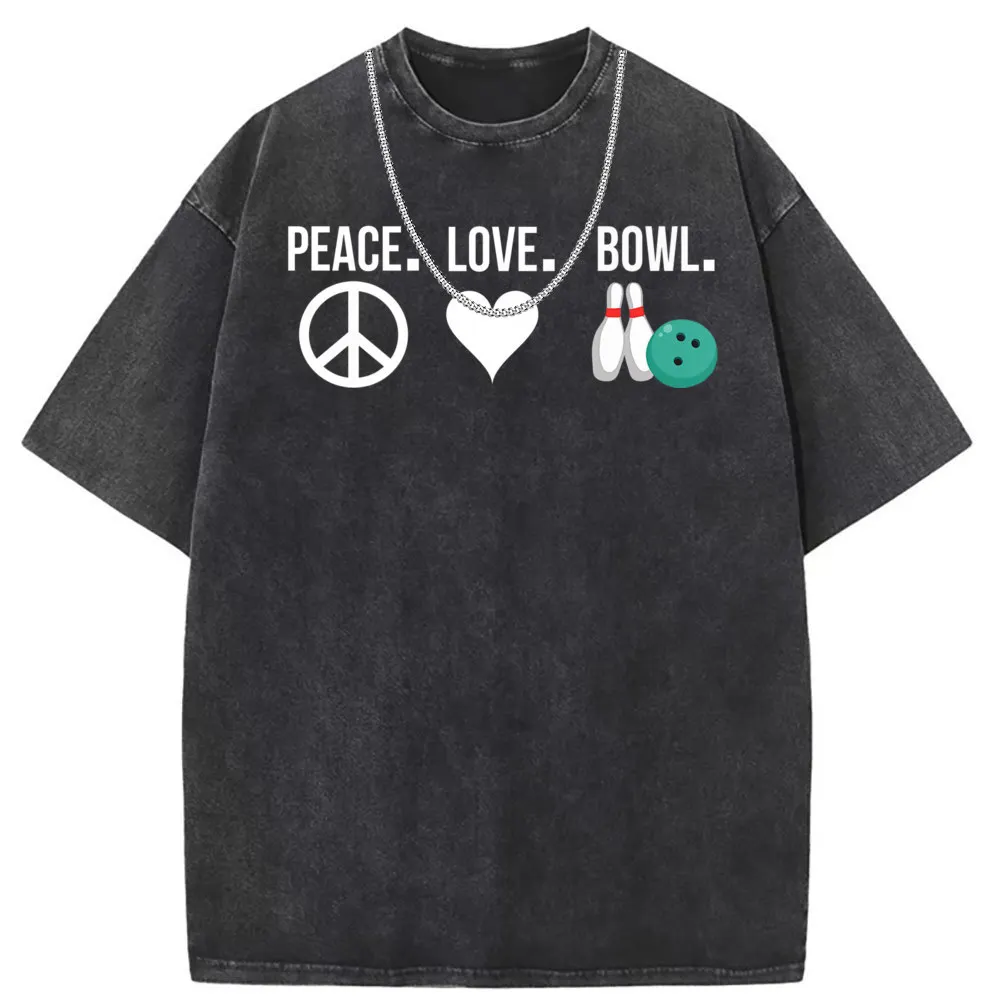 Peace Love Bowl Bowling Ball Sweatshirts Man Long Sleeve Tees Funny Women's Birthday Gifts Tshirts Men Custom Clothing