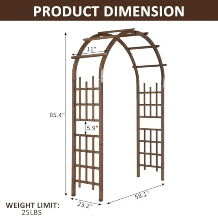 7 Feet Fir Wood Garden Arbor Outdoor Plant Trellis for backyard use, natural wood color, weather-resistant finish