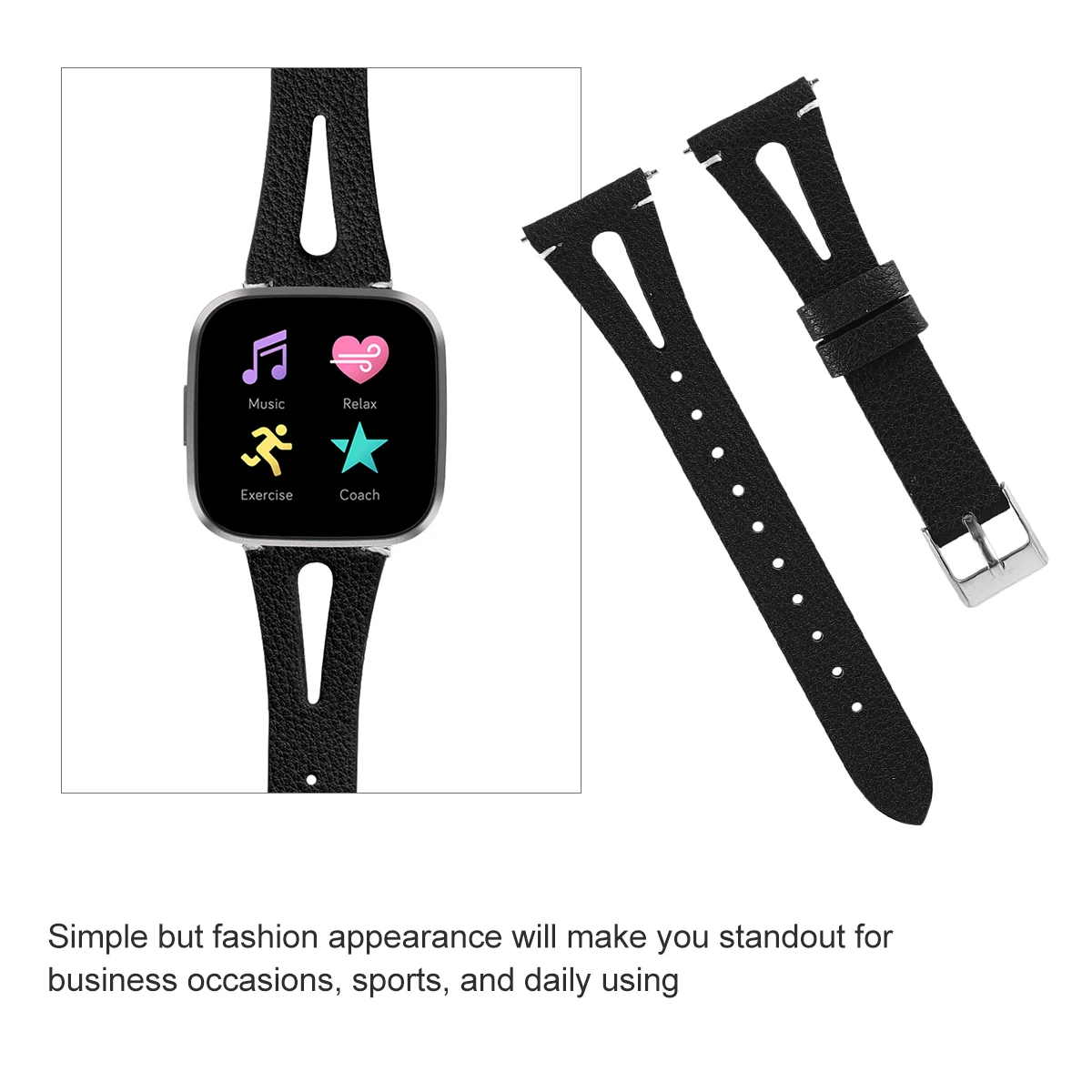 

Watch Band Top Layer Cowhide Replacement Strap Unisex Lightweight Sweat Resistant Smooth Edges Flexible Joints