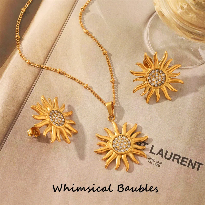 

Gold Plated Color Micro Inlaid Zircon Sun Small Hoop Earrings Women Girls Cute Flower Ear Buckle Trendy Jewelry Brincos