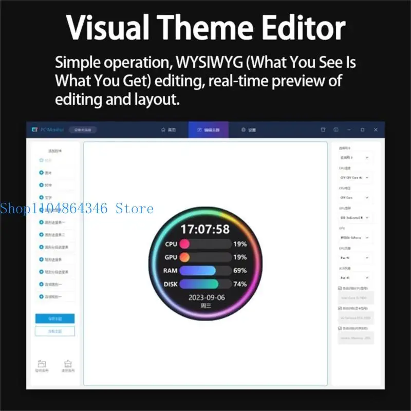 

5asd 2.8inch LCD USB Round Computer Monitor Display Screen Type C Secondary Screen