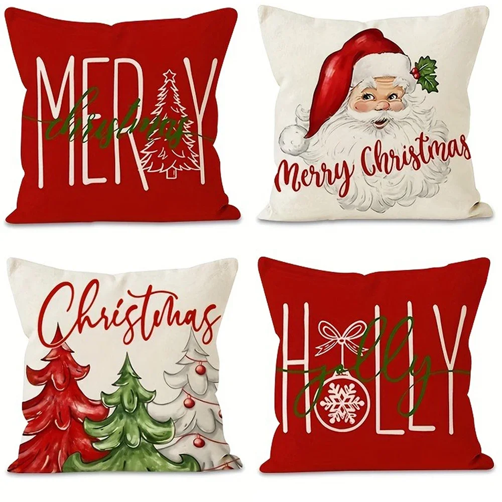 Christmas decoration Pillowcase Merry Christmas New Year Gift Santa Claus Christmas Tree Pillow Cover Home Sofa Cushion Cover